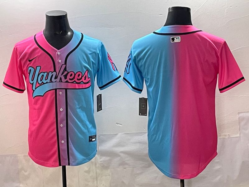Men 2025 New York Yankees Blank Blue pink Game Nike MLB Jersey style 002